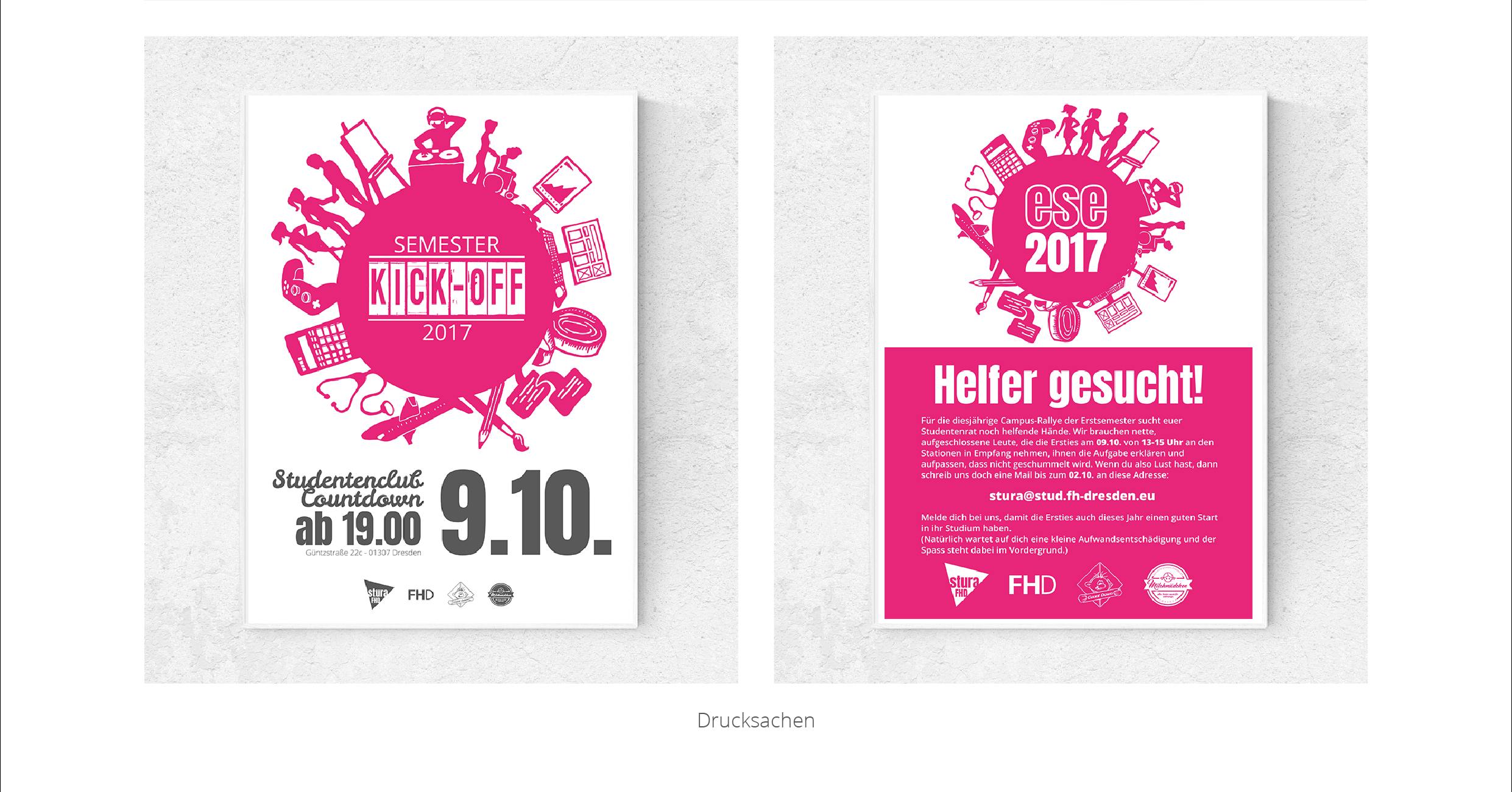 Corporate Design für die Erstiveranstaltung StuRa FHD 2017 Plakate