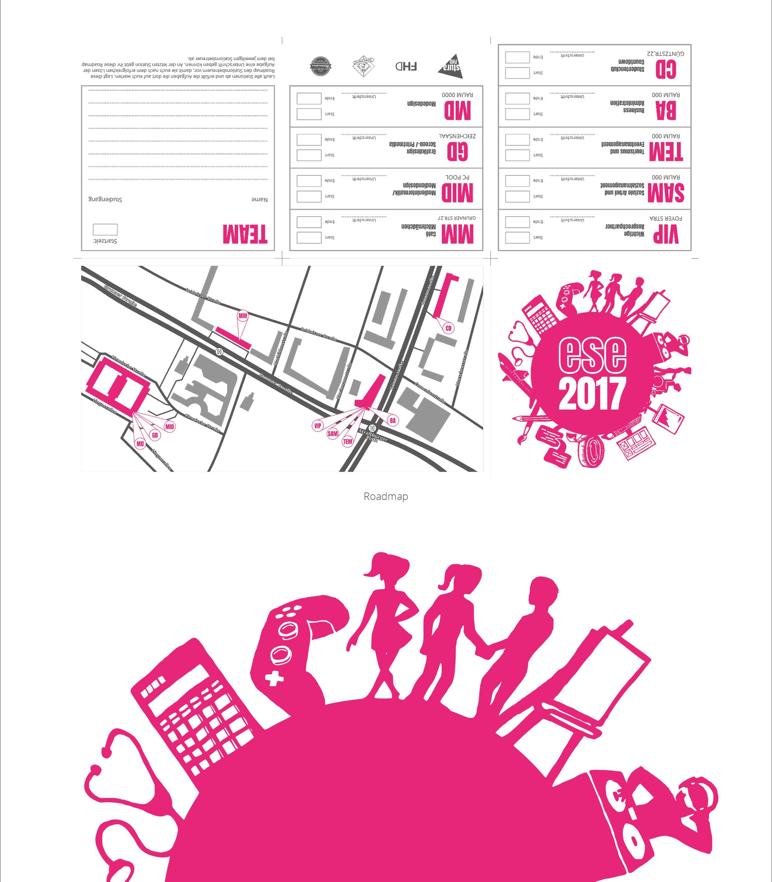 Corporate Design für die Erstiveranstaltung StuRa FHD 2017 Roadmap