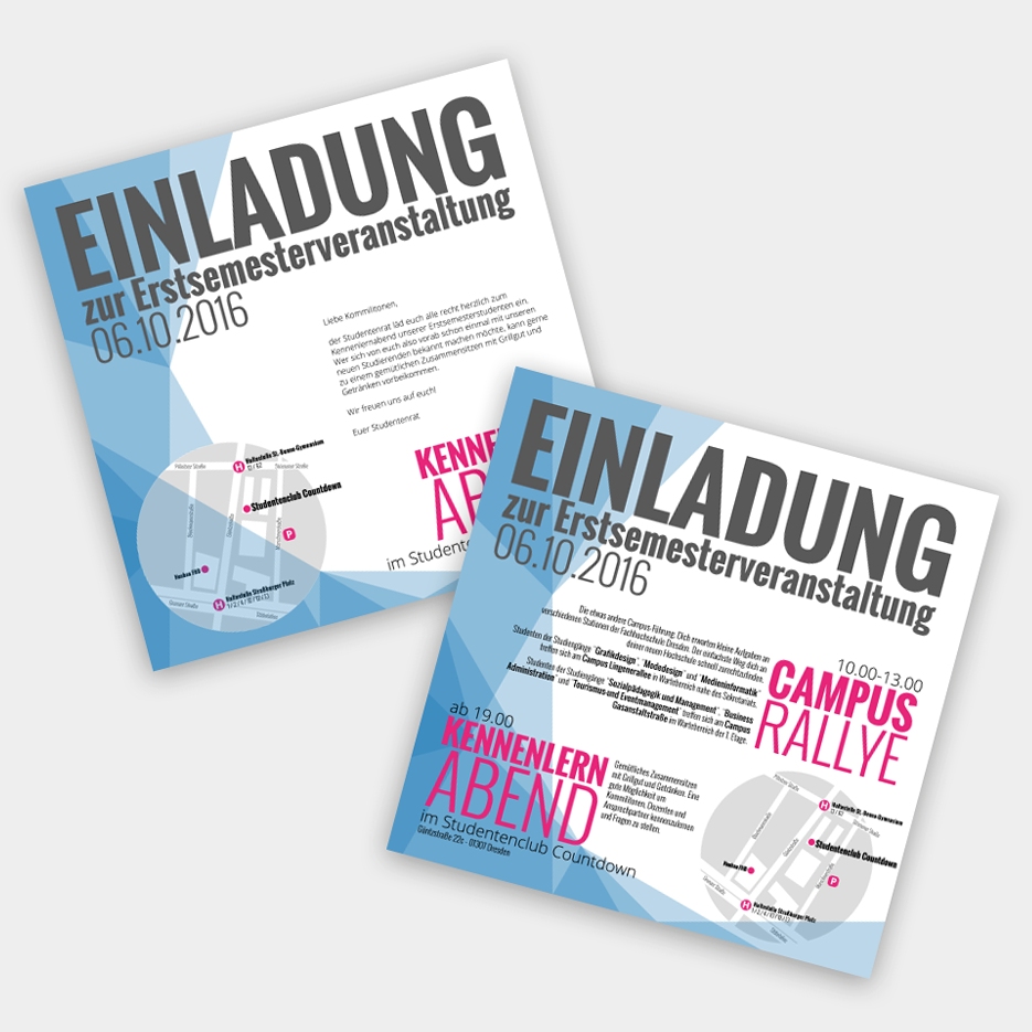 Corporate Design Erstsemesterveranstaltung des Studentenrates der Fachhochschule Dresden 2016