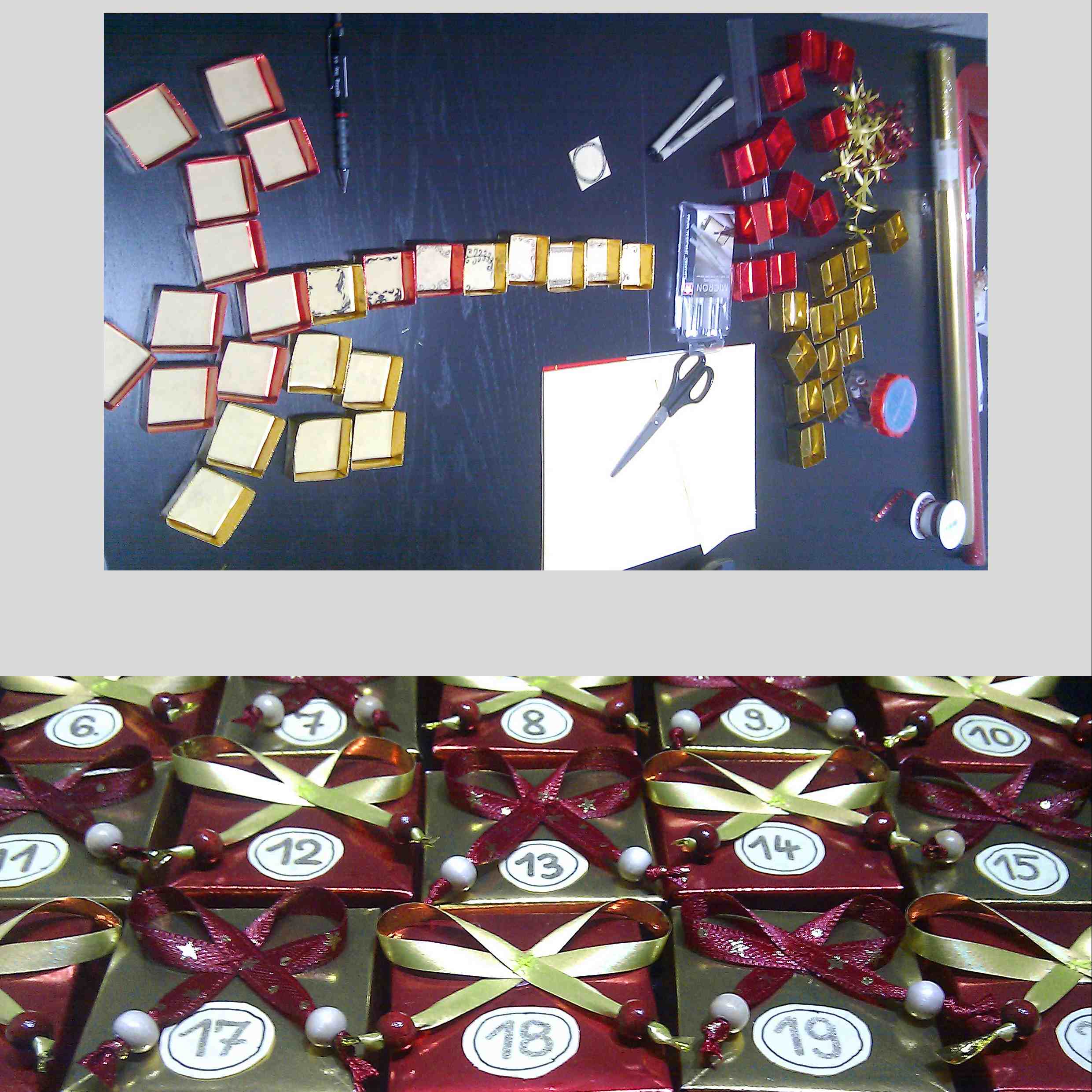 Rätsel-Adventskalender Basteltisch