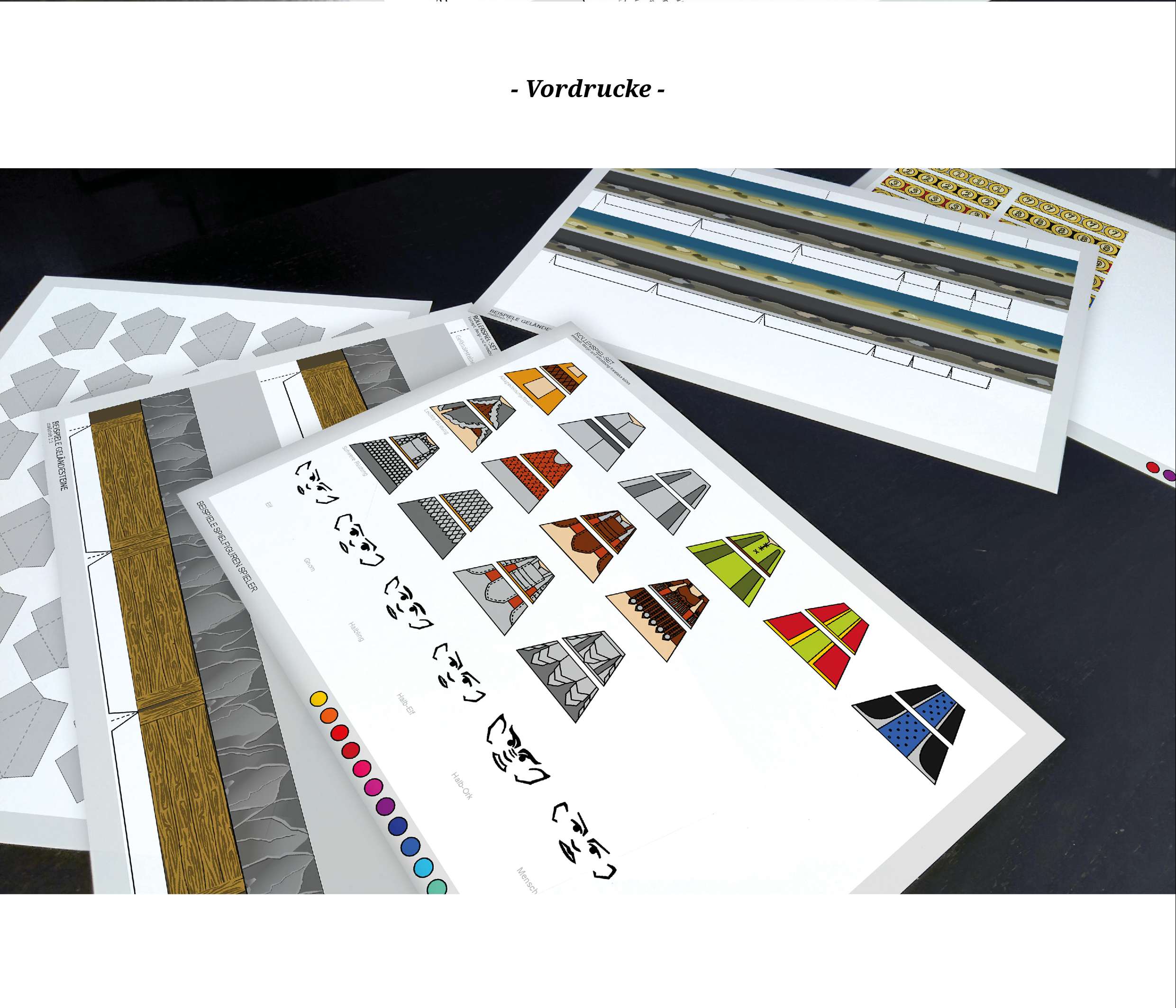 Bastelanleitung Pen and Paper Rollenspielset Bastelbögen