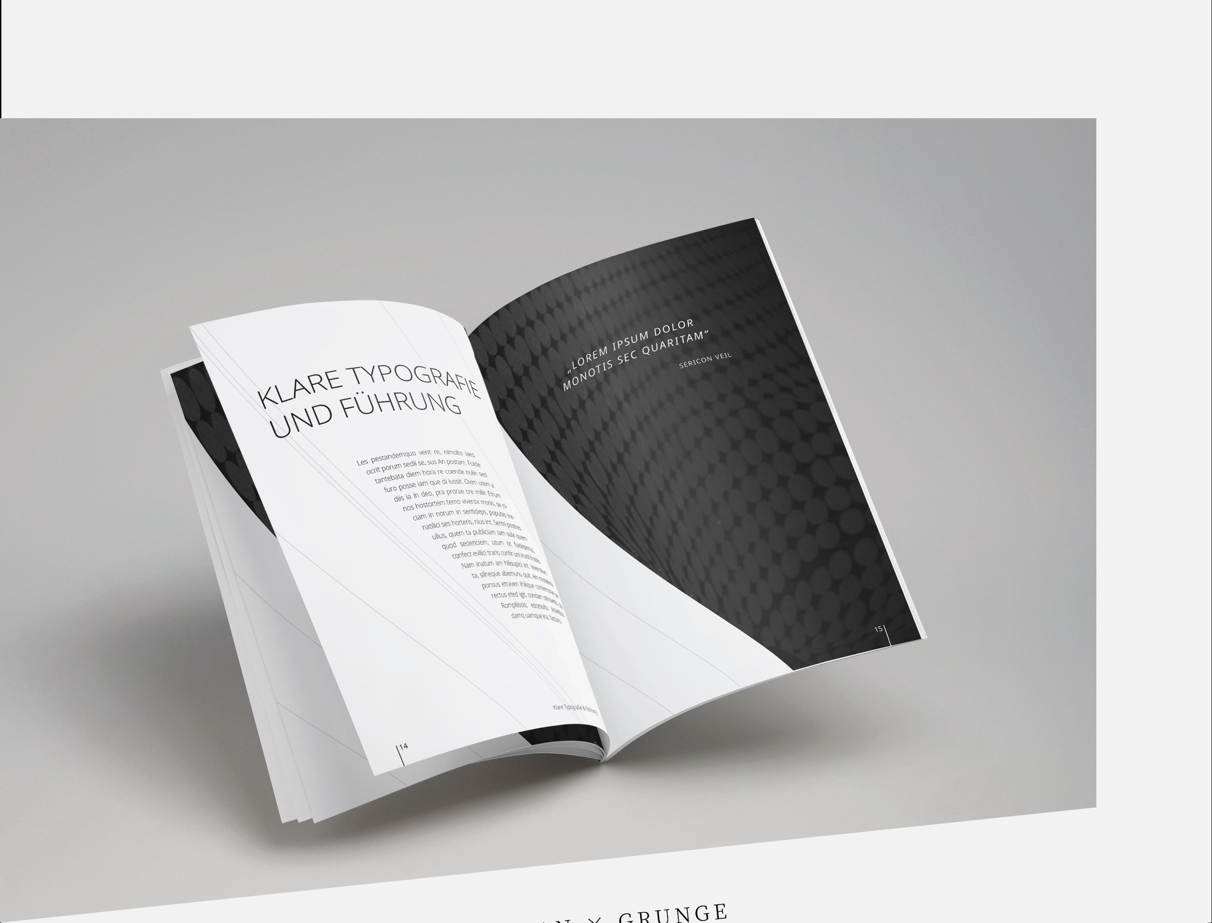 Magazingestaltung Stil klare Typografie clean