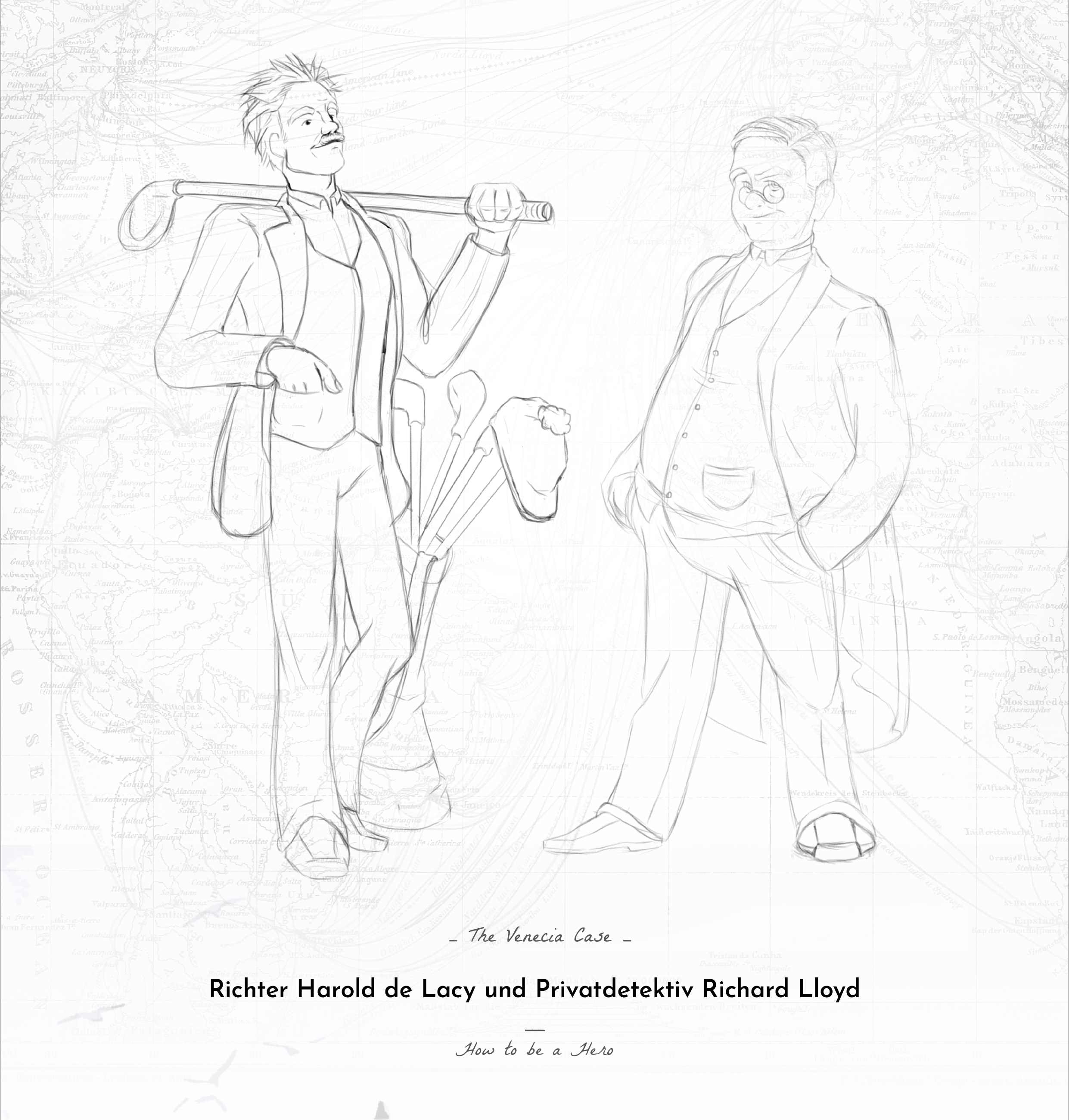 Pen and Paper Charakterdesign Detektiv und Richter auf der RMS Venecia