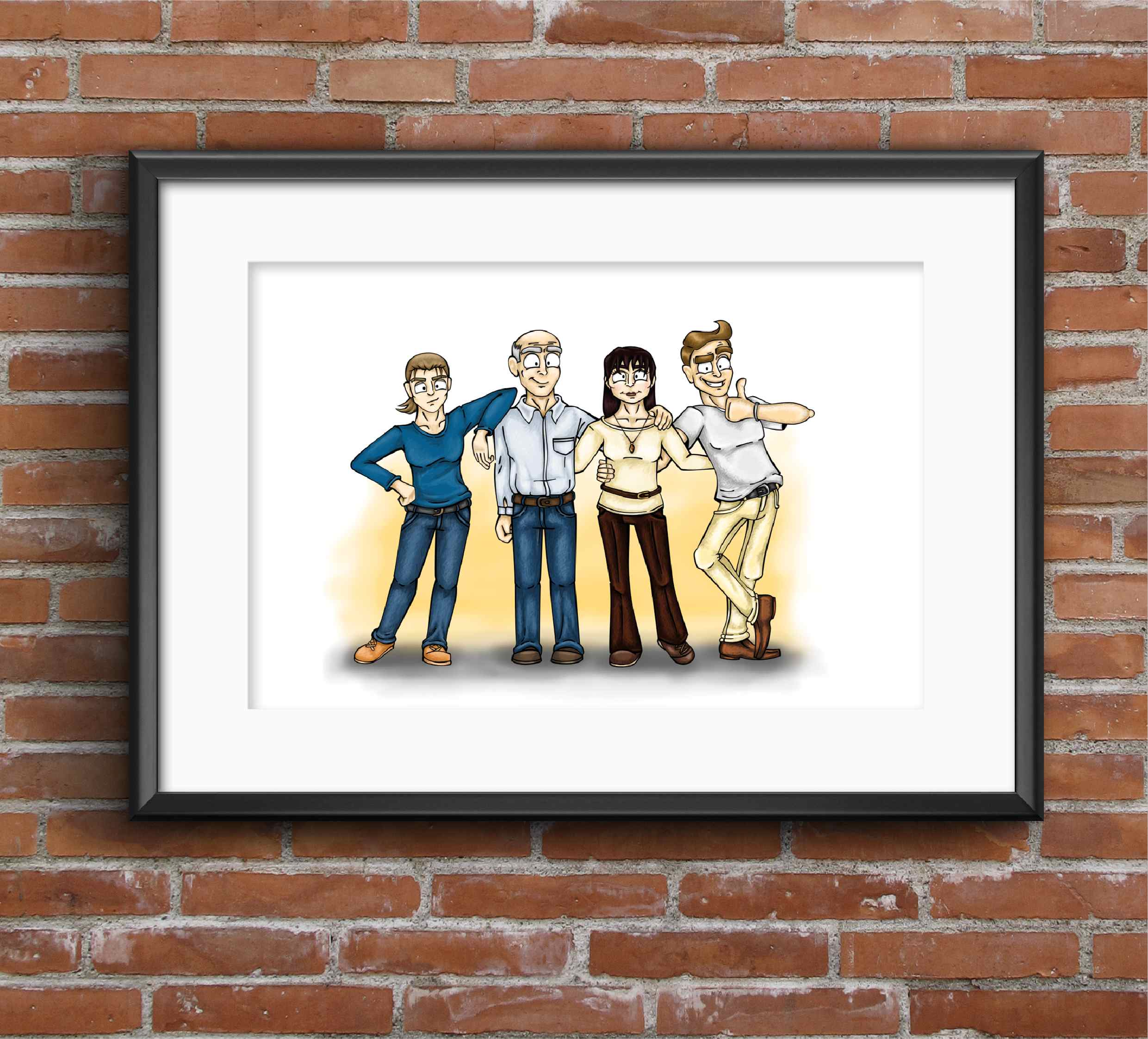 Comic Arbeiten Familienfoto Mockup