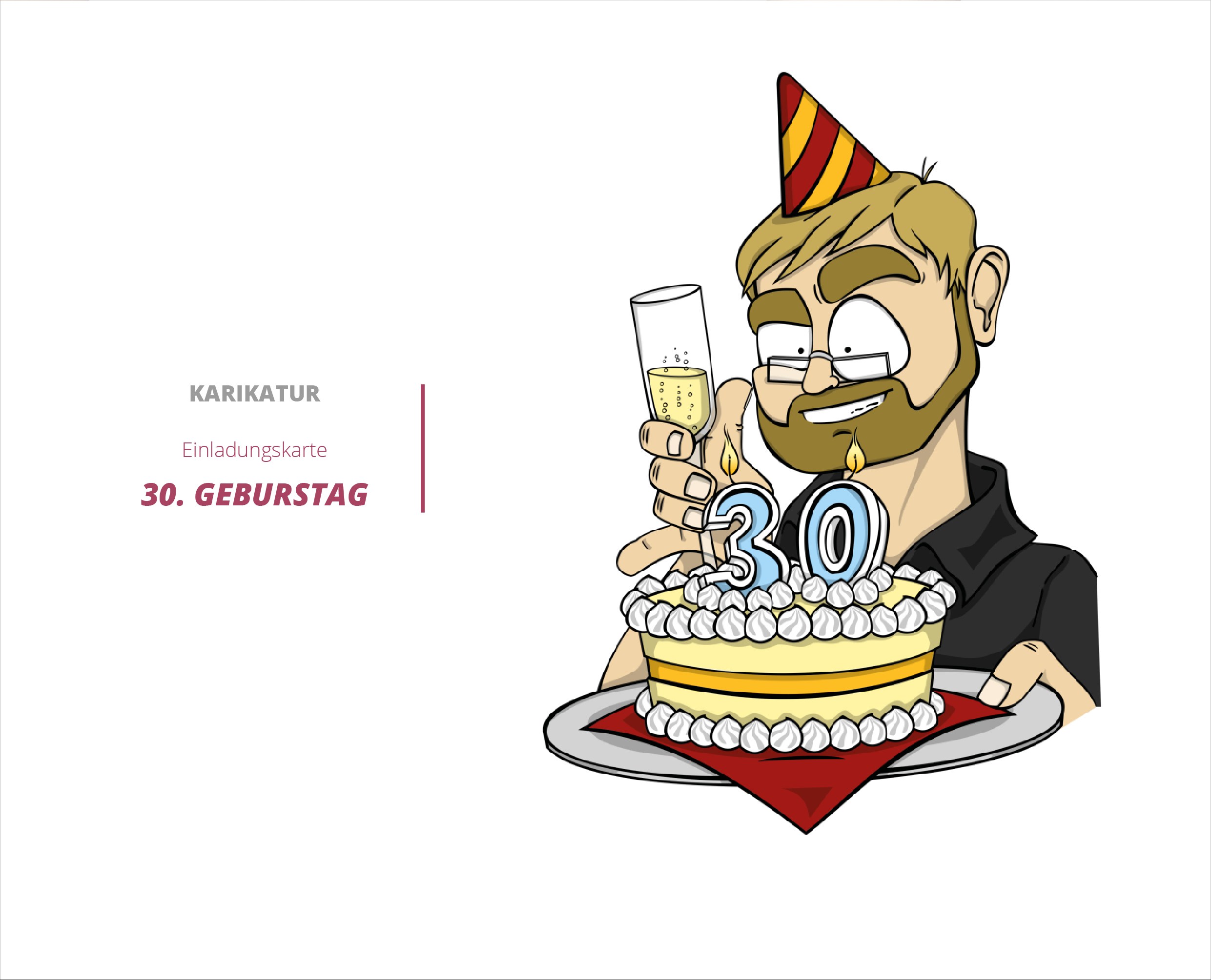 Comic Arbeiten Einladungskarte 30. Geburtstag