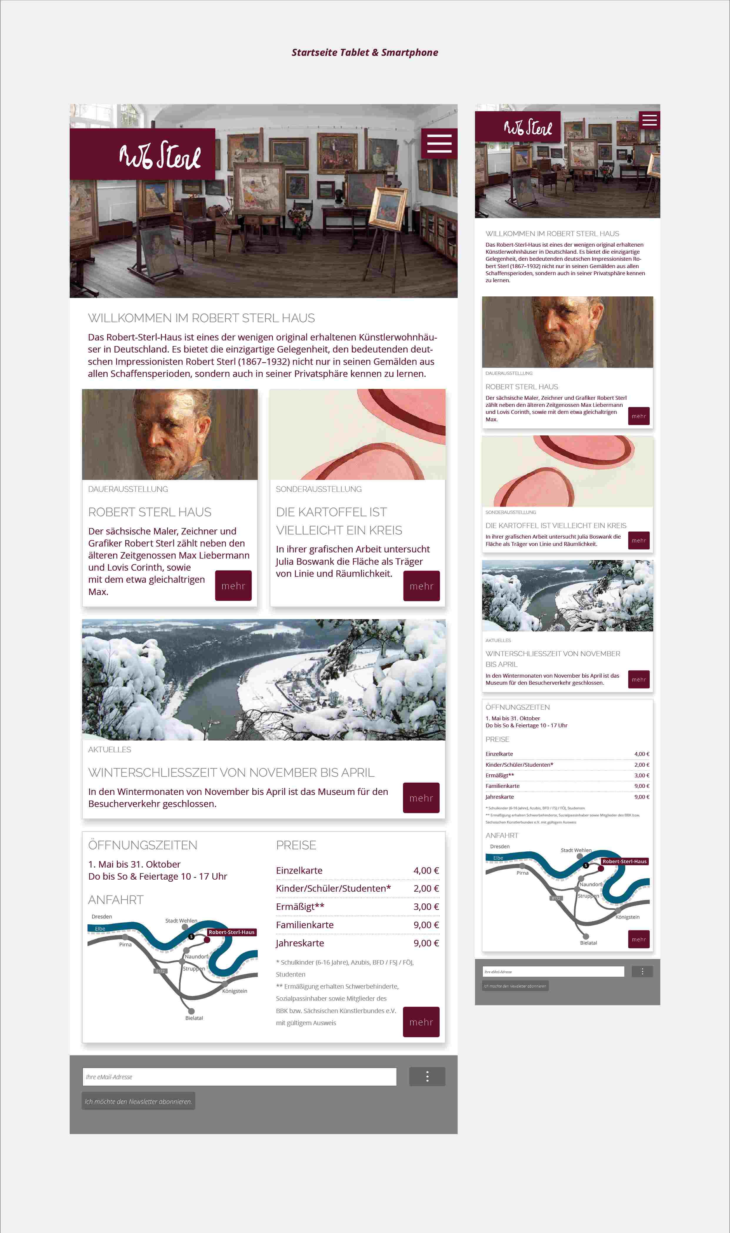 Robert Sterl Haus Website Re-Design Startseite mobile Geräte