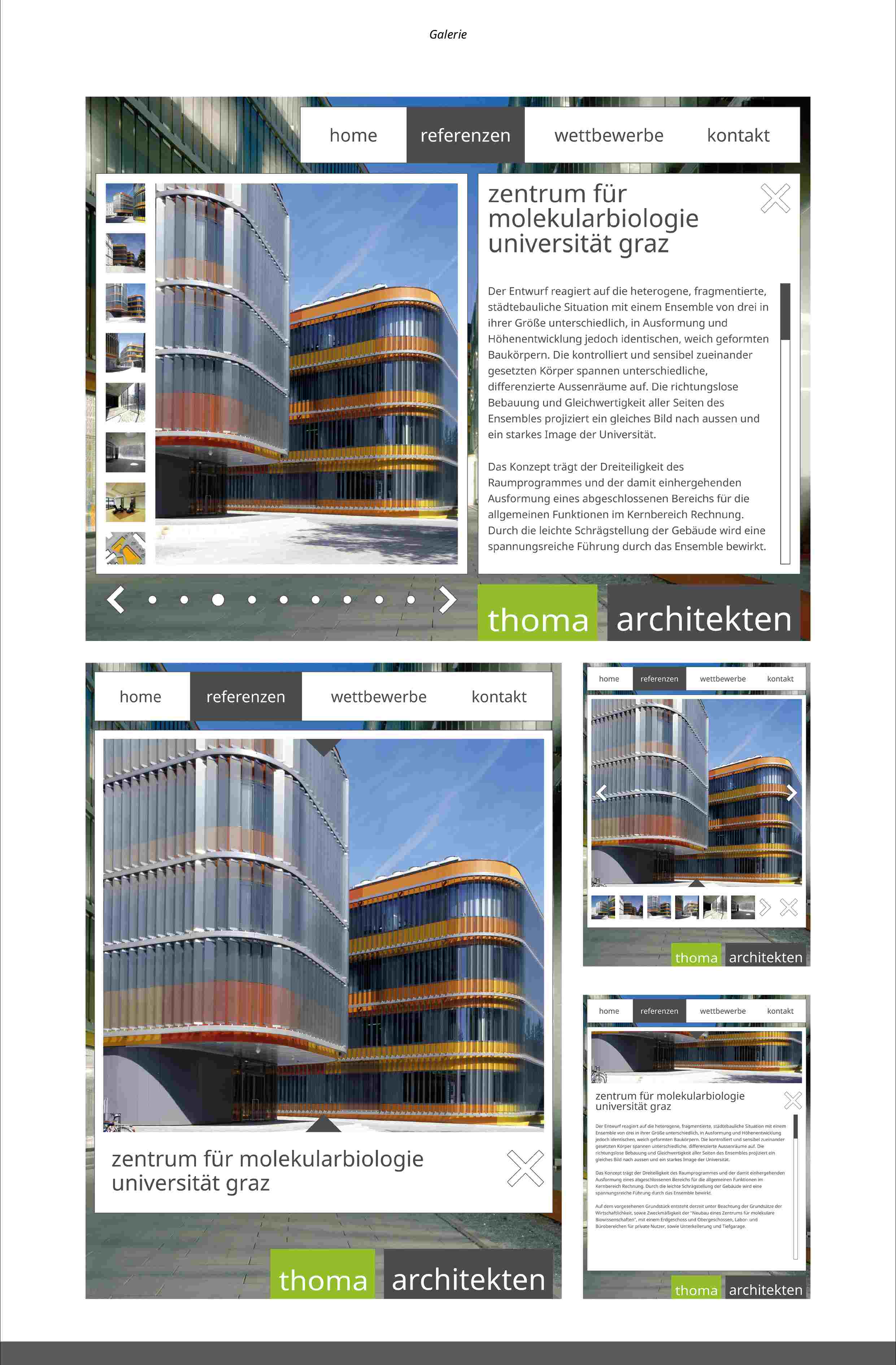 thoma architekten Website Re-Design Tablet Galerie